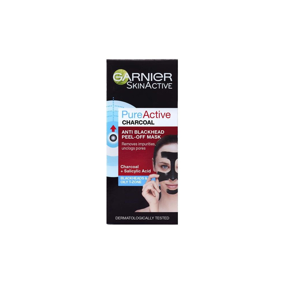 6 x Garnier Skin Active Pure Active Charcoal Anti-Blackhead Peel-Off Mask 50ml