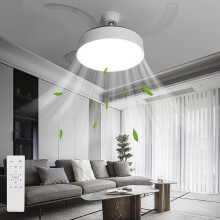 (Smooth Edge) 2 in 1 Retractable Blade Fan & Ceiling Light, Ultra-Quiet, Remote-Controlled, 3 Colour