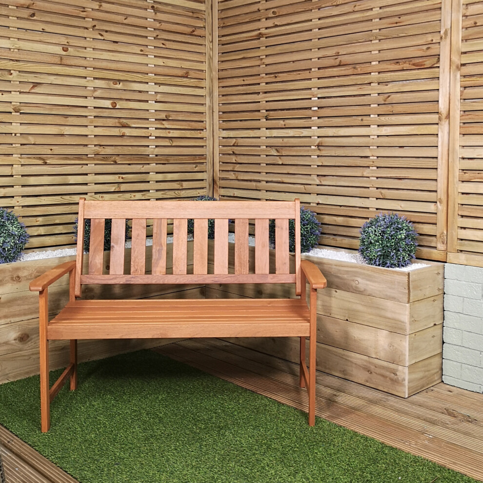 Samuel Alexander Cartmel 2 Seater Outdoor Wooden Garden Patio Bench Brown
