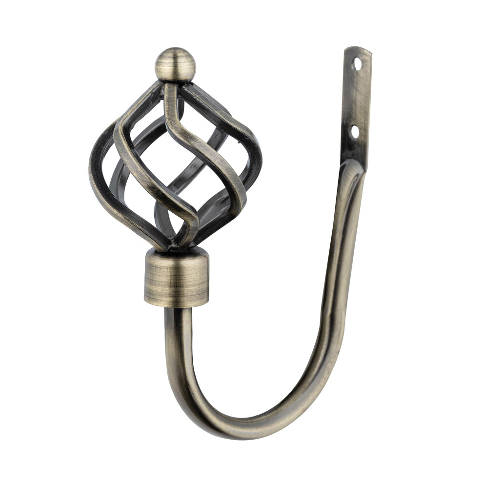 A.unique Home (Antique Brass, Holdbacks) Twisted Metal Extendable Curtain Pole With Rings And Fittings, In A Variety Of Colours And Sizes (25/28Mm)