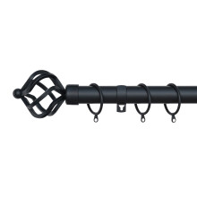 (Matte Black, 70cm - 120cm, 28" to 47" Approx) A.Unique Home Twisted Metal Extendable Curtain Pole with Rings and Fittings, In a Variety of Colours and Sizes (25/28mm)