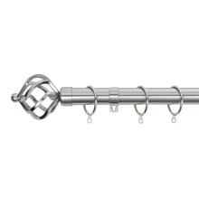 (Brushed Steel, 180cm - 340cm, 71" to 134" Approx) A.Unique Home Twisted Metal Extendable Curtain Pole with Rings and Fittings, In a Variety of Colours and Sizes (25/28mm)