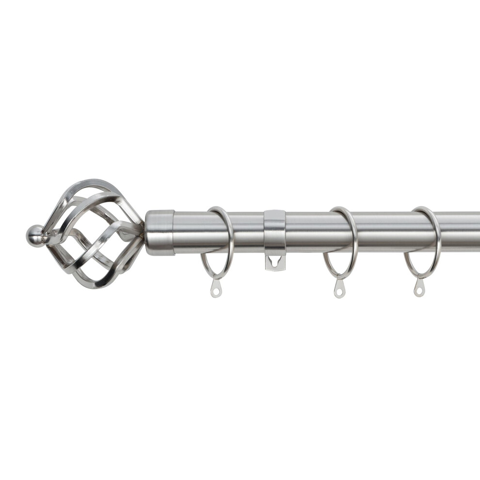A.unique Home (Brushed Steel, 180Cm - 340Cm, 71" To 134" Approx) Twisted Metal Extendable Curtain Pole With Rings And Fittings, In A Variety Of Colour