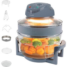 17L/1400W Air Fryer, Halogen Oven Fryer Oil free Meals With Our Manual Air Fryer, Includes Accessories Pack, 60 Minute Timer Extender Ring
