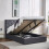 (Double (135×190cm), Grey) Bed Frame Upholstered Platform Bed with Adjustable Headboard & Lifting Storage 1