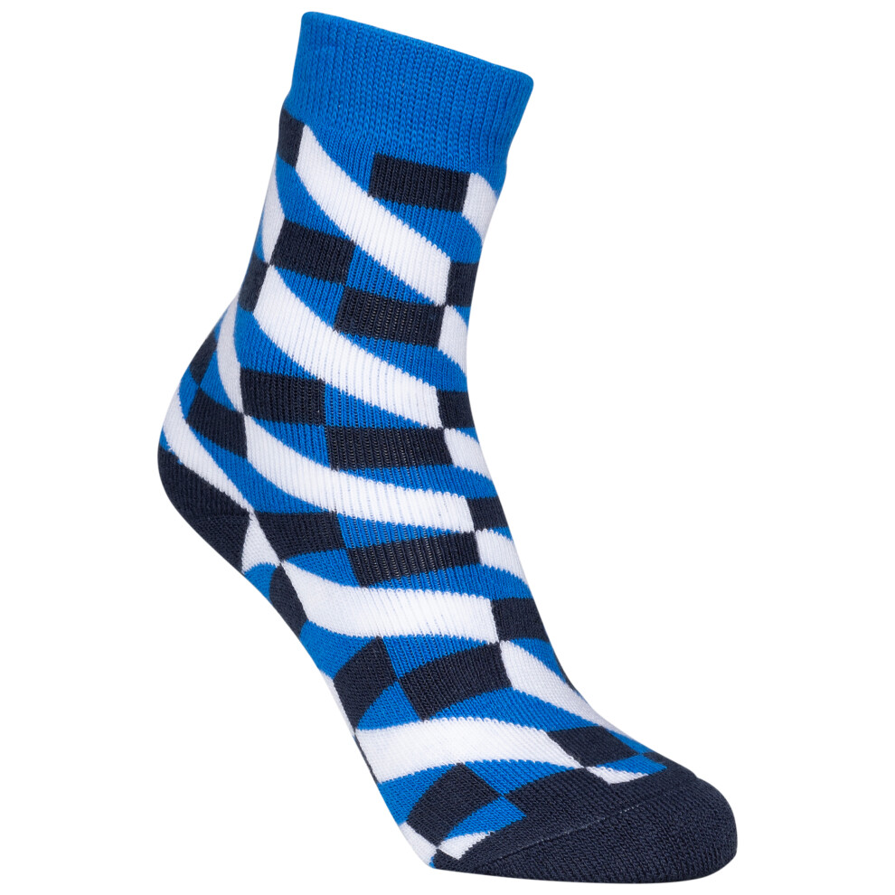 (12-3, Blue Geom / Blue Stripe) Trespass Kids Casual Socks Unisex 2 Pairs Frolic