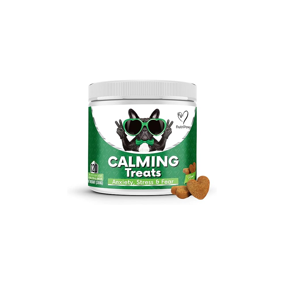 NutriPaw Calming Treats For Dogs - Reduce Stress, Fear, Separation, Barking, Hyperactivity, Reactivity, Aggression, Travel