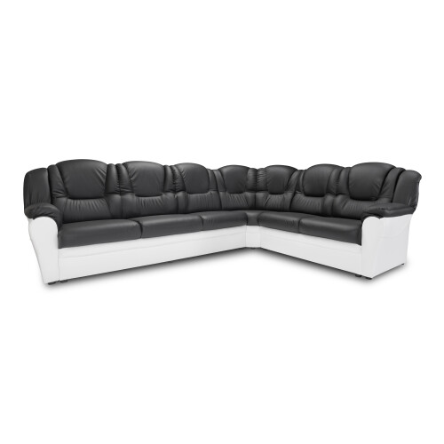 TEXAS CORNER SOFA BLACK AND WHITE FAUX LEATHER SUITE