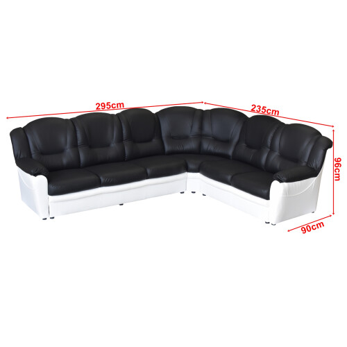 TEXAS CORNER SOFA BLACK AND WHITE FAUX LEATHER SUITE 2
