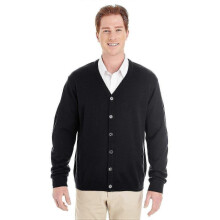 (S,Black)Men's V-Neck Button Cardigan Sweater