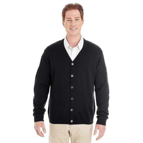 (S,Black)Men's V-Neck Button Cardigan Sweater