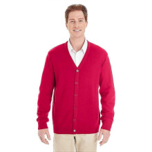 (2XL,Red)Men's V-Neck Button Cardigan Sweater