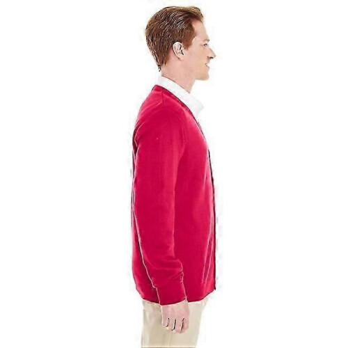 (2XL,Red)Men's V-Neck Button Cardigan Sweater 2