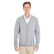 (6XL,GREY HEATHER)Men's V-Neck Button Cardigan Sweater