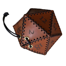 Sac à dés D20 en cuir PU, pochette polyédrique, sac à cordon portable pour jeu, DND, marron