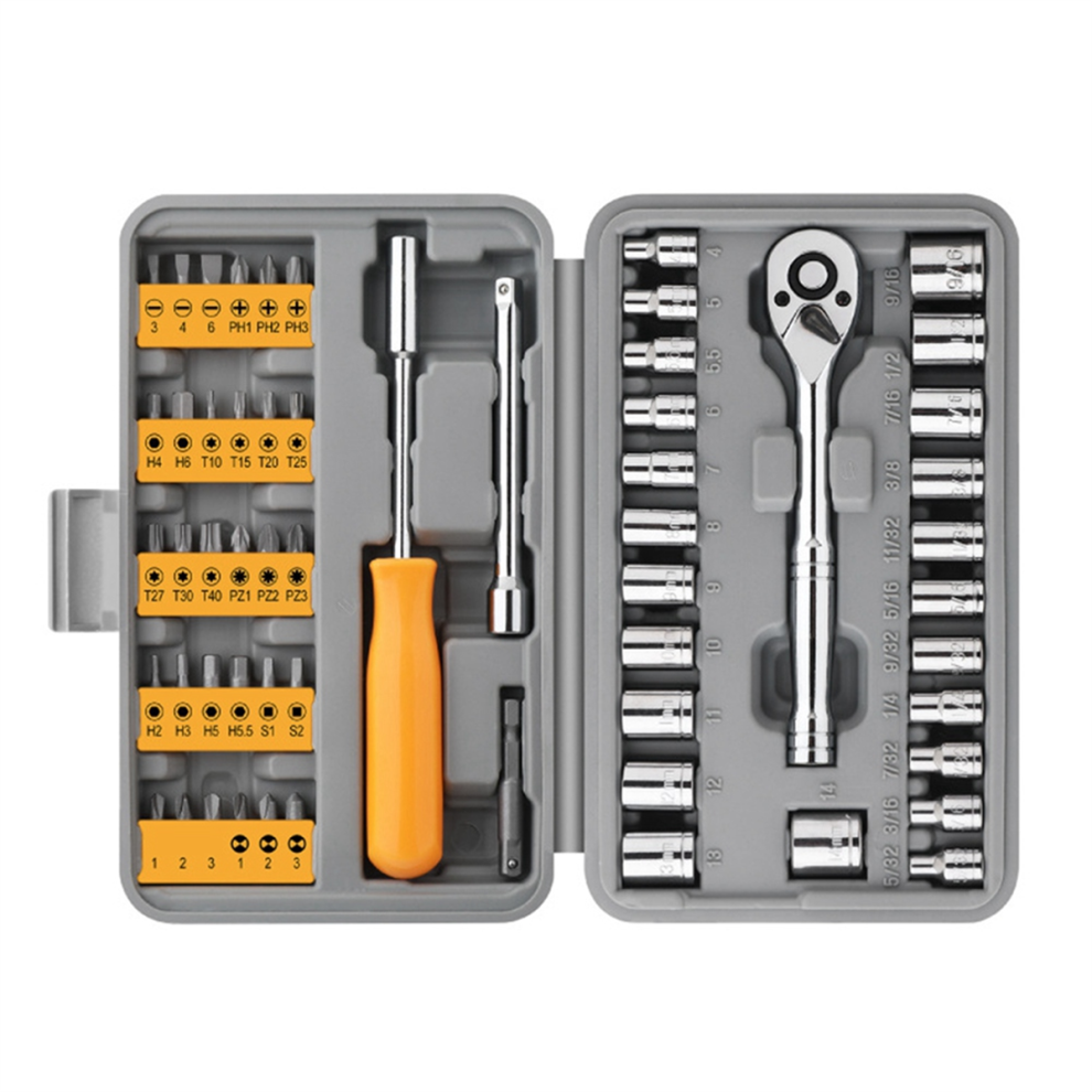 57Pcs Socket Wrench Auto Repair Tool Set Batch Ratchet Multi-Function Toolbox Hardware Tools 4852715935841