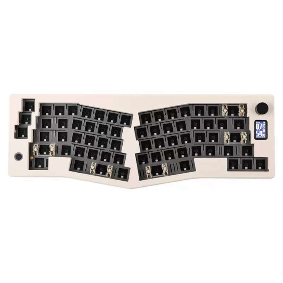 Clavier mécanique trimode ABM066, ergonomique, Bluetooth, kit de personnalisation multifonction, blanc crème