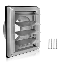 Ventilation Grille 100mm Stainless Steel Air Vents Cover, Louvered Cover Vent Flat Ducting Wall Inlet
