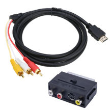 2-In-1 Adapter Cable -Compatible to Scart Audio Connector Male S-Video 3 for TV Port