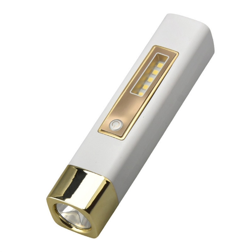 Lampe torche portable rechargeable d'urgence pour camping en plein air, petite lampe torche LED COB au lithium 18650, couleur or