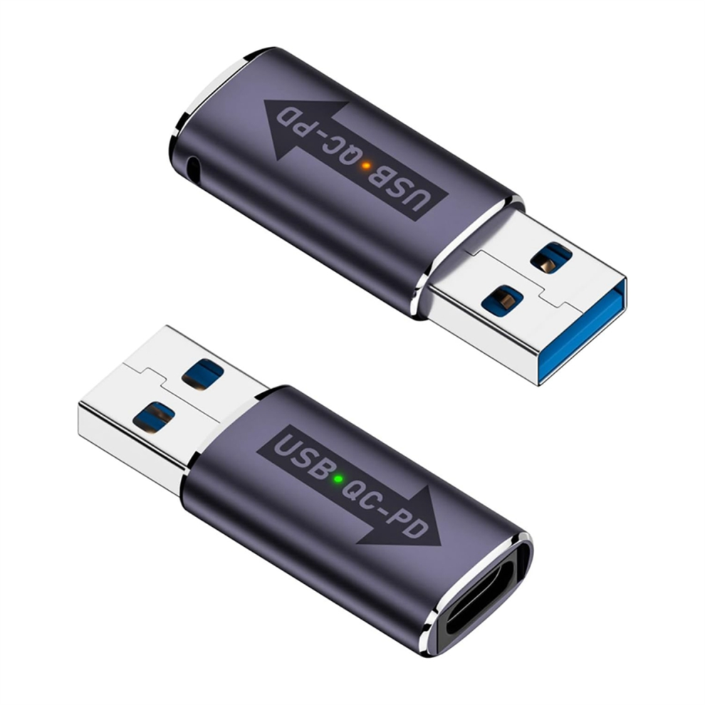 Adaptateur QC vers USB C PD 2 pièces, connecteur de charge rapide USB 3.1 mâle/femelle pour fonction d'alimentation