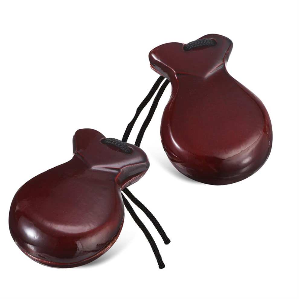 1 Pair Spanish Castanets Flamenco With String Traditional Wood Hand Percussion Castanets(Brown) Brown 4852715953289