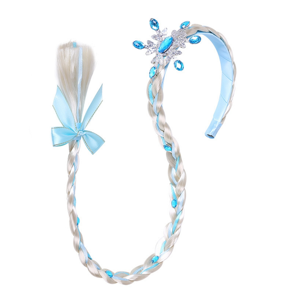 Torribaly A Princess Dress Up Wigs, Long Braided Wig Headbands For Girls Cosplay Hairpiece Headdress Blue