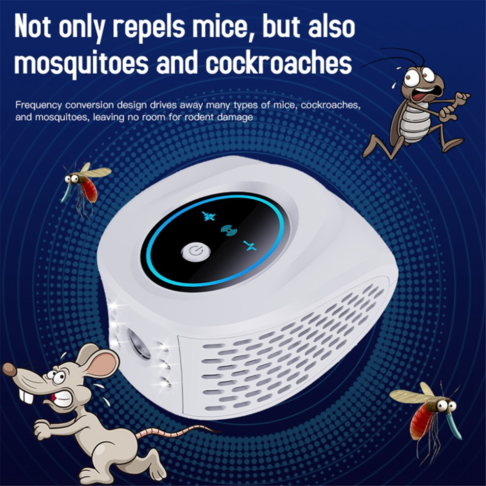 High Power Repeller 360 Ultrasonic Insect with 6 Strobe Lights Effectively Repels Rodents USB Cable,White-image-OPC-PGYQMKB-NEW