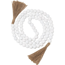 Guirlande de perles en bois de style ferme, décoration d'intérieur avec pompons, pour table rustique, mur, etc.