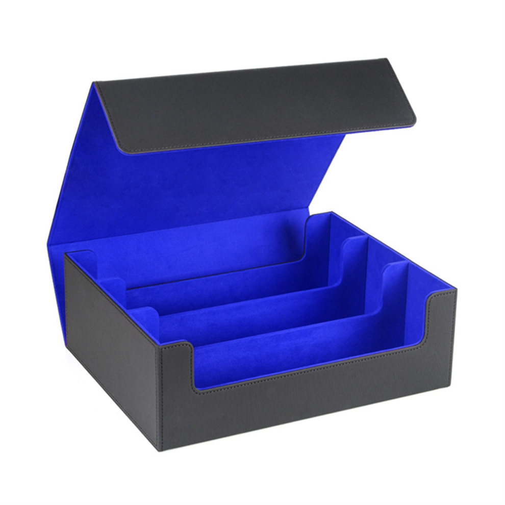 Kartenaufbewahrungsbox FüR Sammelkarten, 1800+ Pu-DeckhüLle, Magnetverschluss, Magnetische Spielkarten, Schwarz + Blau-image