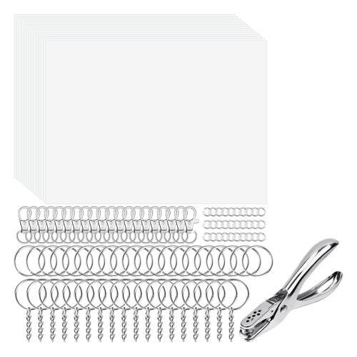 ASTARON Kit 181 Feuilles Plastique Rétractable + Accessoires - Porte-clés, Bijoux DIY Enfants