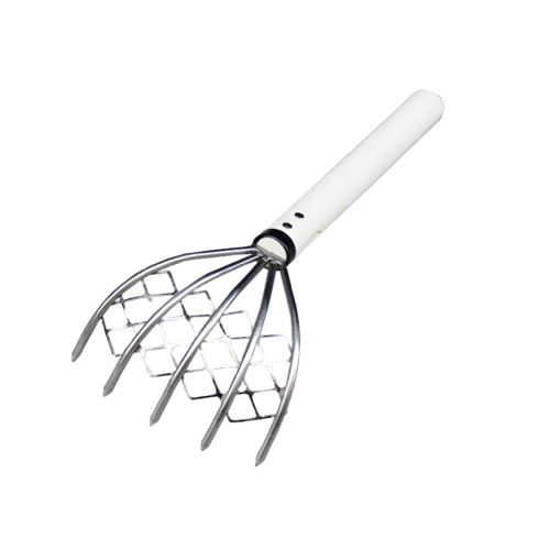 Small Nail Rake with Net Bag Shell Digging Tool Sea Catching Wooden Handle 2