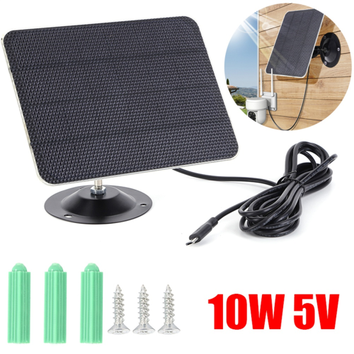10W 5V USB Solar Panel Charger Kit IPX6 Waterproof 360 Adjustable Bracket for Security Camera Dome Mini 2