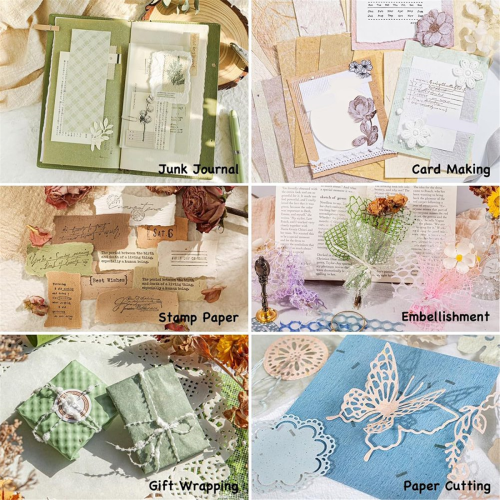 96 Sheets Textured Scrapbook Paper and Mesh Fabric Assorted Set,6 Pack Mixed Special for Scrapbooking Planner 2