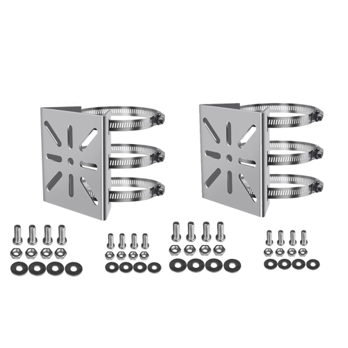 2Pcs Universal Wall Mounting Bracket with 6 Loops, Stainless Steel Vertical Pole Mount Adapter for CCTV Security Camera 1