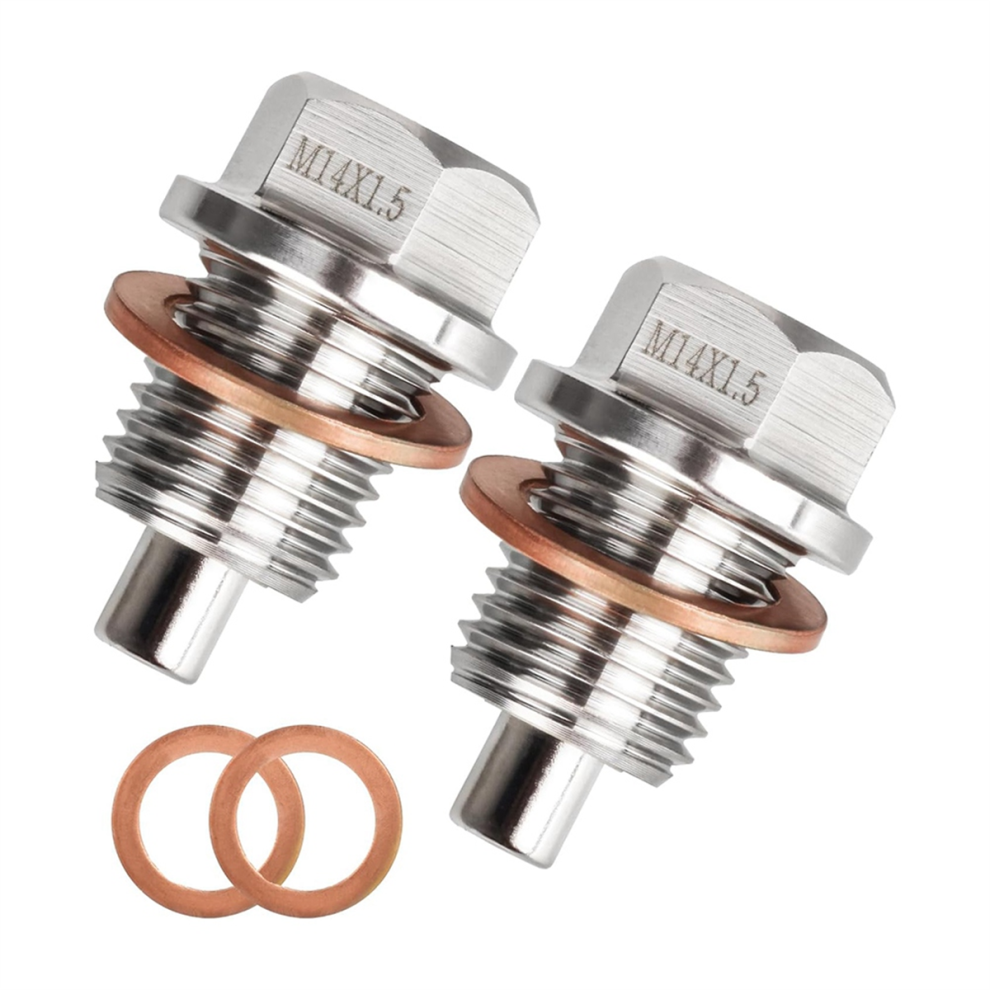 Magnetische Olieaftapplug M14 X 1,5 Mm (2 Stuks), Roestvrijstalen Motorpluggen Met Koperen Pakking, Lekvrij-image