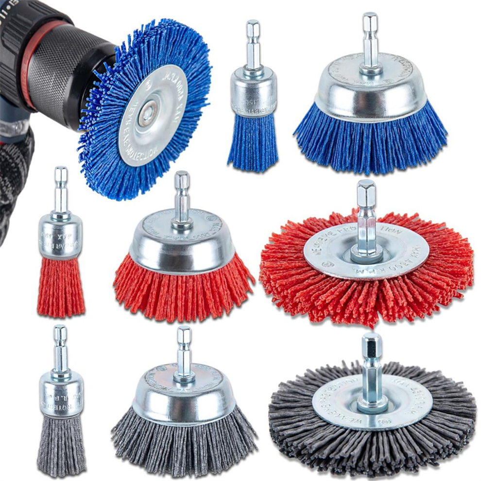 Nylon Filament Brush-Abrasive Wire Bristle Drill Wheel And Cup Brush Set,For Removal Of Rust Corrosion 4852715970262