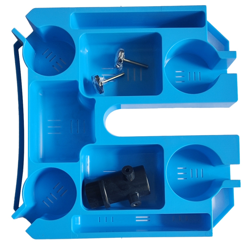Plateau de table pour parasol de plage extérieur réglable pour parasols à mât de 0,7 à 1,5 pouce, bleu