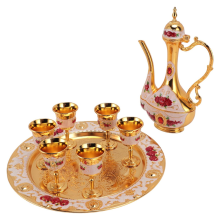 Vintage Turkish Coffee Set Zinc Alloy Tea Pot and Cups Elegant Ambience for Home Shop Decoration