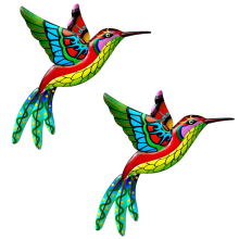 Yellow Outdoor Metal Wall Decor - 3D Bird Fence Garden Backyard