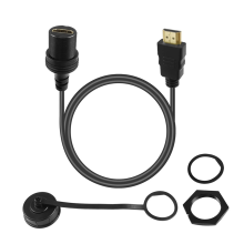-Compatibele mannelijke naar vrouwelijke verlengkabel voor inbouwmontage voor auto, boot, motorfiets, dashboard, 1 m