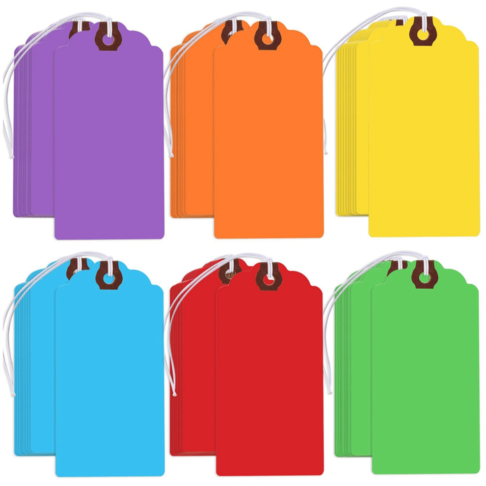 300 StüCk Farbige HäNgeetiketten Mit Elastischen SchnüRen, Leeres Papier, Beschreibbar, Geschenkversandpreis FüR Alle AnläSse-image