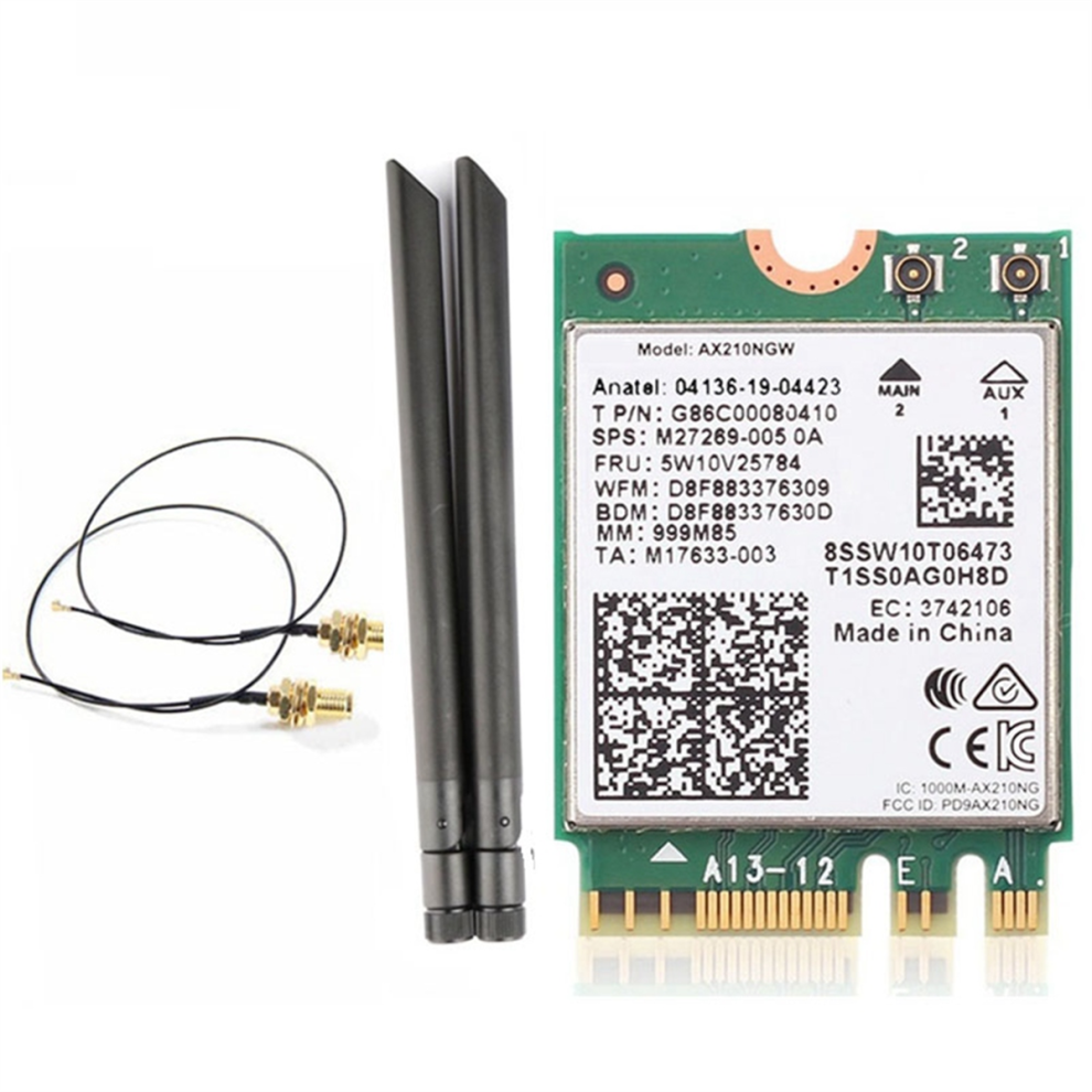 Tarjeta Wifi AX210NGW WIFI6E De 5374 Mbps, Tribanda, 2,4 G/5 G/6 G, Bluetooth 5.2 -MIMO, Con Kit De Antena De 8 Db-image