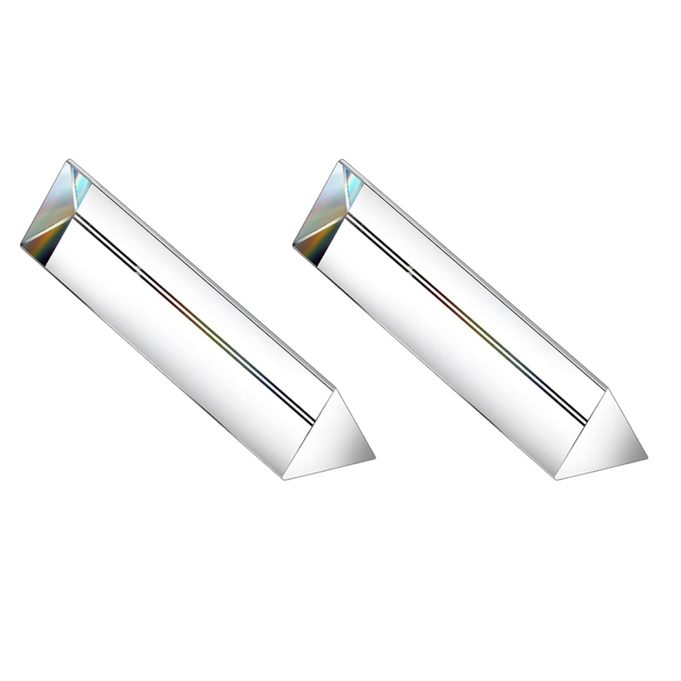 2Pcs 6Inch Crystal Optical Glass Triangular Prism For Photography Effects Physics Teaching Spectrum Optics Kits Light 4852715973928