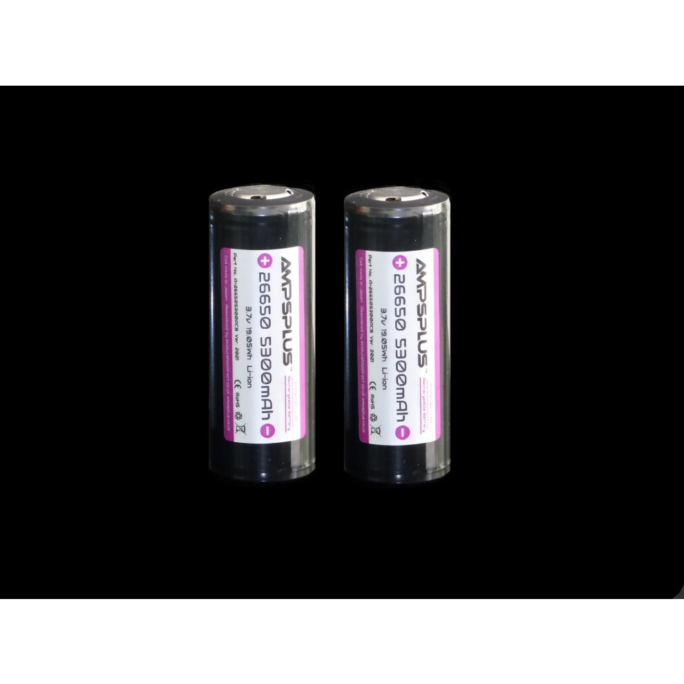 2X Ampsplus 26650 5300Mah 3.7V Battery Protected 4081264823372