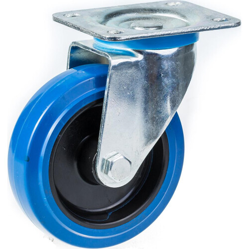 Parnells 100 mm Lenkrolle mit blauem Elastikgummi auf Nylon Mittelrad
