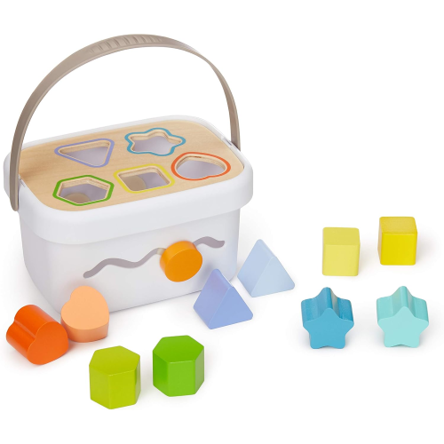 Amazon Amazon Basics Wooden Shape Sorter and Rainbow Stacker Classic Baby Toy Set, Medium, Multicolor 1