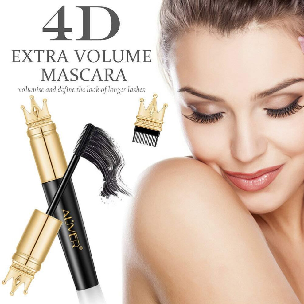 Aliver Queen 4D Silk Fiber Mascara, Waterproof, Volumizing & Lengthening, Intense Black Eyelashes