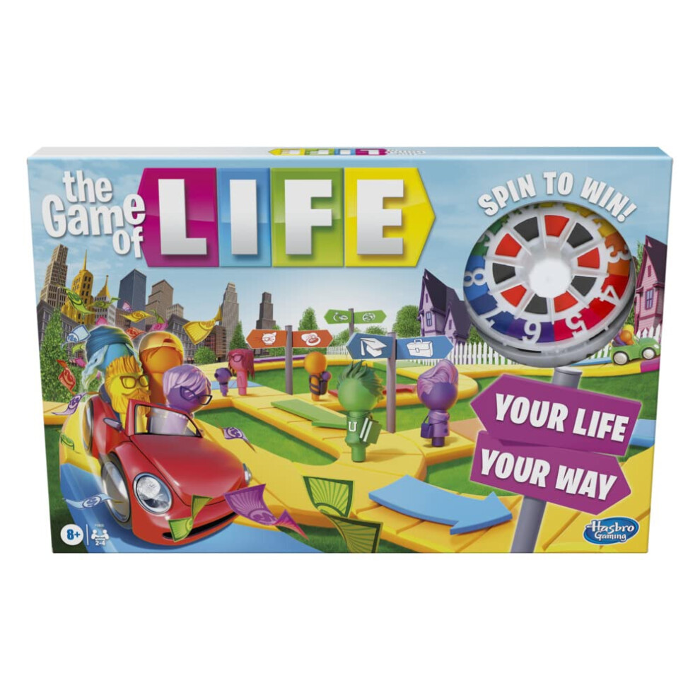 Hasbro Gaming The Game Of Life Game, Family Board Game For 2 To 4 Players, For Kids Ages 8 And Up, Includes Colourful Pegs