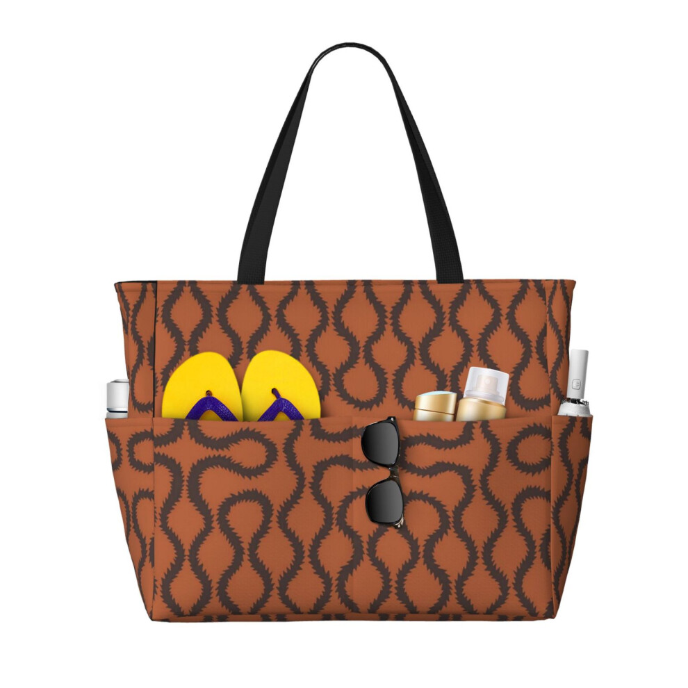(Vivienne Westwood _8151) Beach Bag for Women Large Capacity Waterproof Sandproof Tote with 7 Pockets Pool Zipper Bags for Travel Vacation Gym Camping Shopping Lightweight 28L